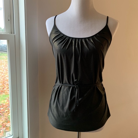 LAST CHANCE black/gold belted sparkle tank Express - Picture 2 of 2
